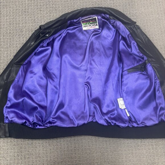 Vintage Arctic Cat Snowmobile Jacket Large Leather Racing Riding Outerwear - Picture 3 of 16